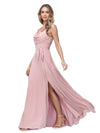 Maxi Robe Sexy en Mousseline Spaghetti Bretelle à Col Bénitier