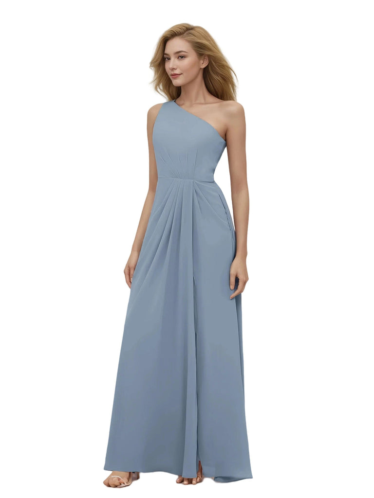 Robe avec Une Epaule Manches A-ligne en Mousseline