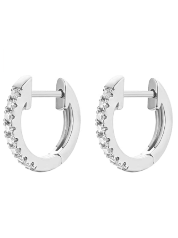 Boucles d'oreilles de luxe en argent sterling avec rangée de diamants