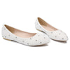 New Arrival White Pearl Sparkling Diamond Flat Shoes Wedding Shoes Flat Evening Shoes