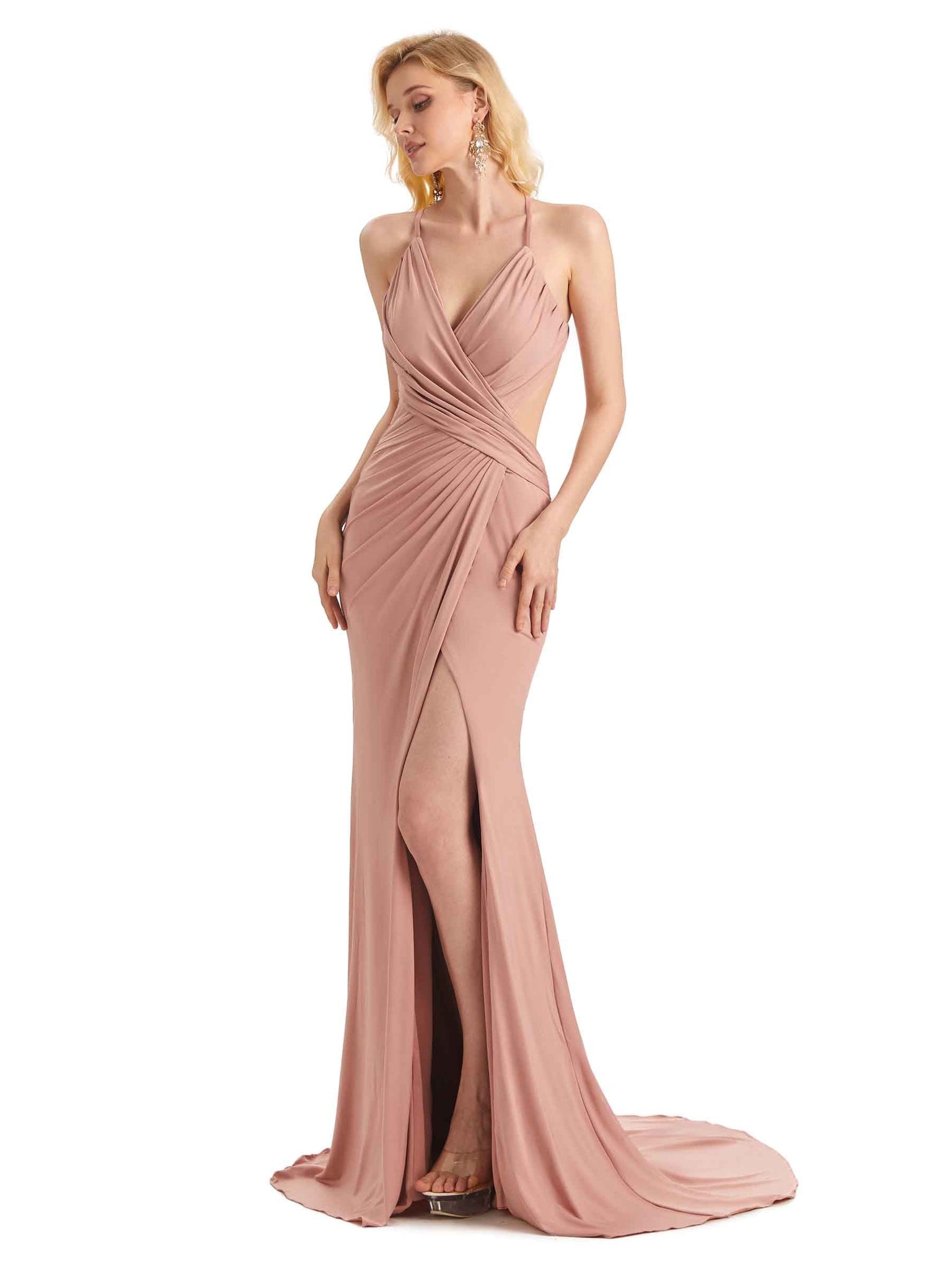 Robes demoiselle d'honneur sirène sexy bretelles Spaghetti jersey extensible