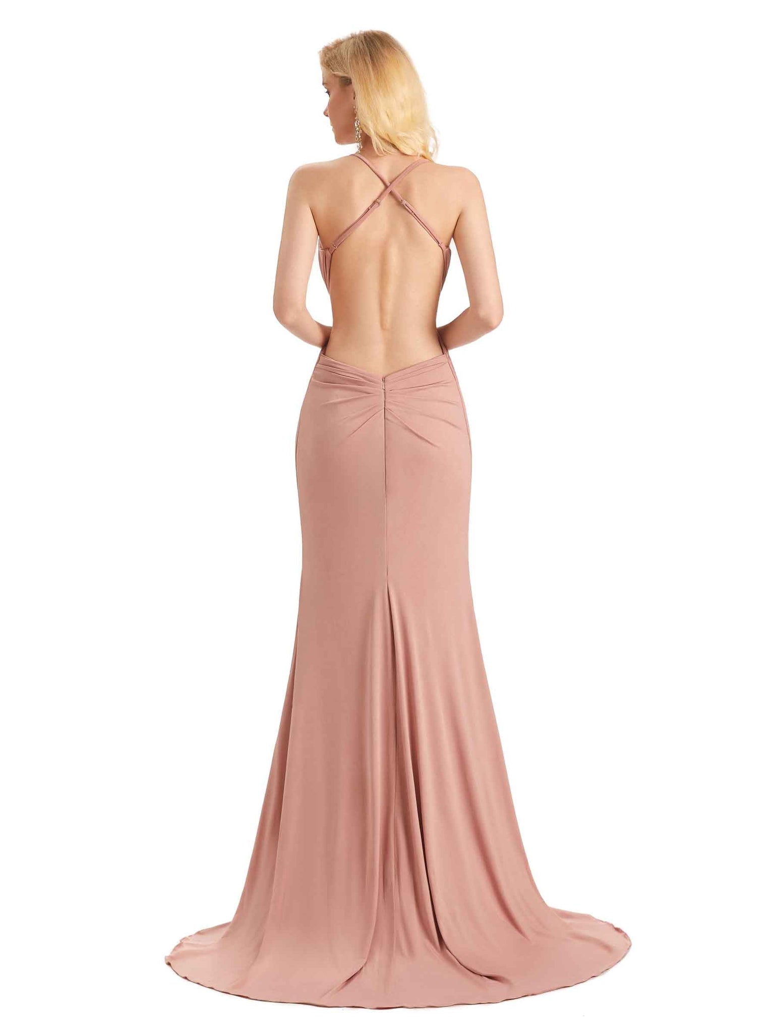 Robes demoiselle d'honneur sirène sexy bretelles Spaghetti jersey extensible