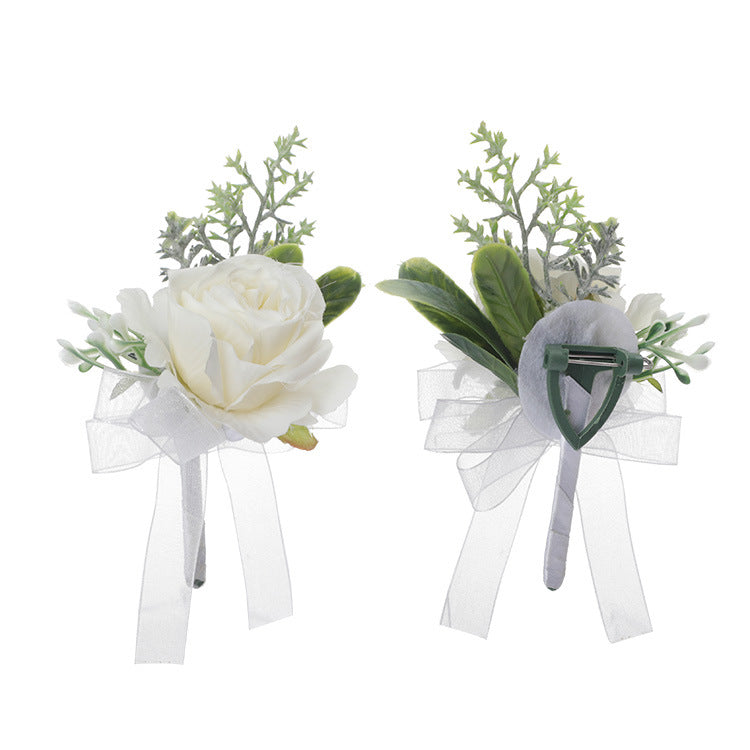 Mori Wrist Flower Wedding Corsage Creative Fresh White Wrist Flower Suit, CG6658