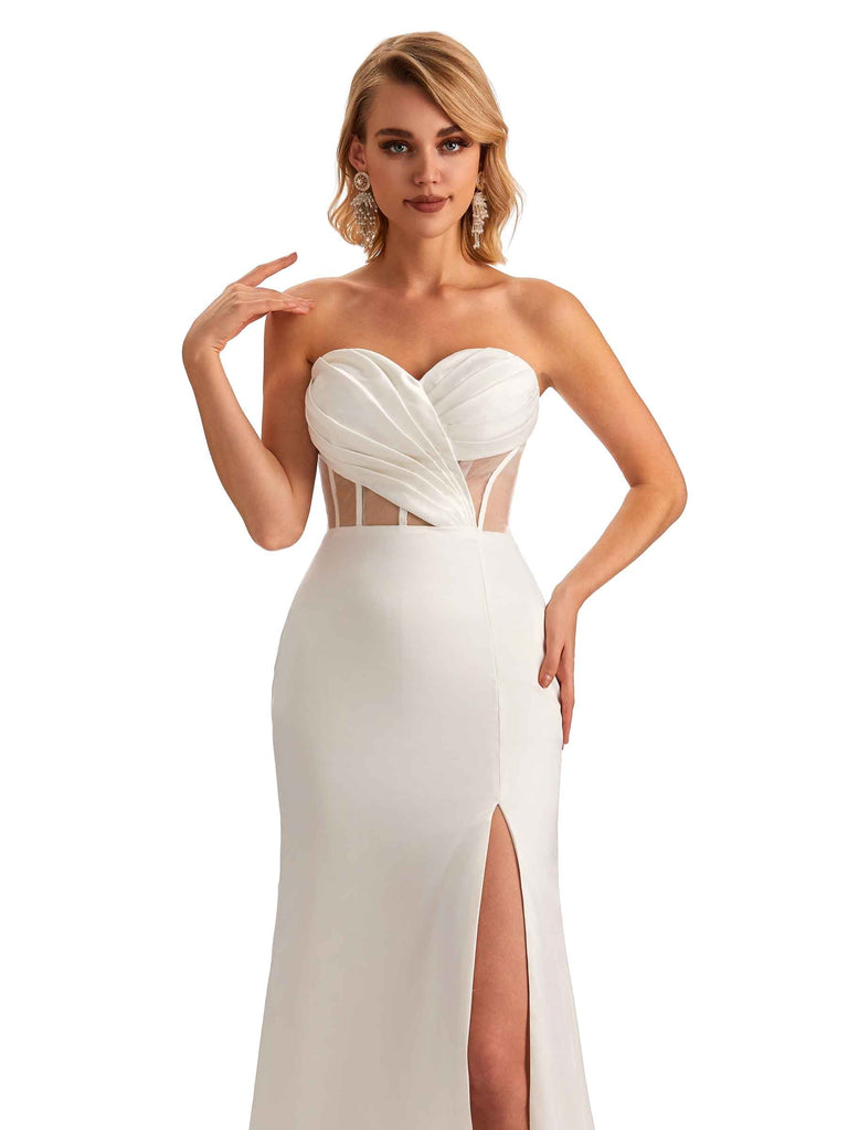 Dos Nu Robe de bal longue Satin doux Sexy fente latérale sirène