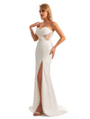 Dos Nu Robe de bal longue Satin doux Sexy fente latérale sirène