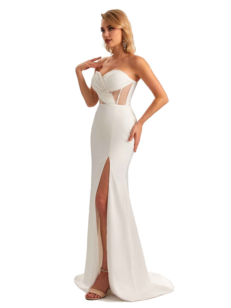 Dos Nu Robe de bal longue Satin doux Sexy fente latérale sirène