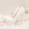 New wedding shoes lace flowers women's high heels stiletto heels large size water platform shoes women's shoes