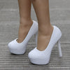 Women's Wedding Shoes Decorative White Pearl Wedding Heels Bridal Shoes, H83