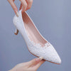 Elegant and simple lace flower wedding shoes white 5cm high-heeled bridal shoes for wedding photos, adult ceremony shoes wedding shoes