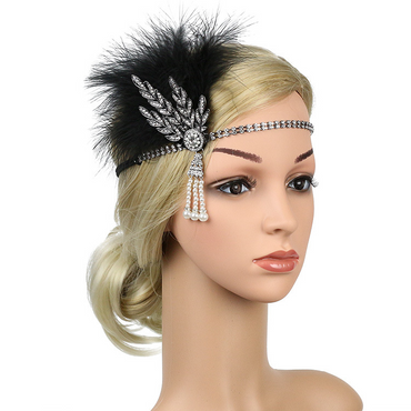 Pince à cheveux en plumes blanches et noires, peigne vintage à bijoux