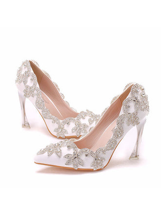 Crystal Heel Prom Evening Rhinestone Bridal Bridesmaid Shoes Evening Shoes