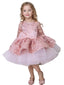 Superbe robe de bal rose pour fille à fleurs vintage manches longues appliques perles robes de concours d'anniversaire
