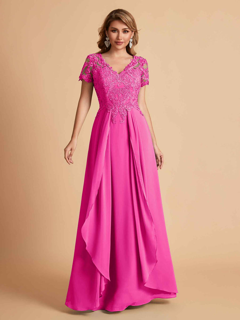 Robe en mousseline de soi col en V haut en dentelle