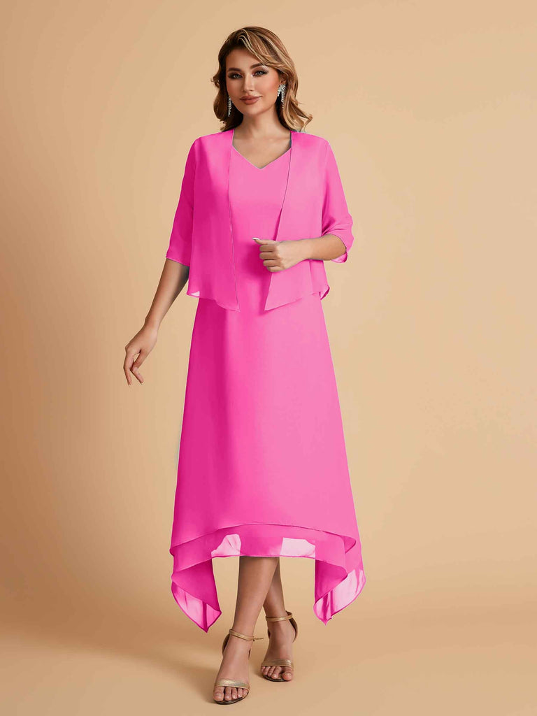 Robes de mère de la mariée élégantes en mousseline à manches courtes