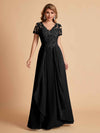 Robe en mousseline de soi col en V haut en dentelle