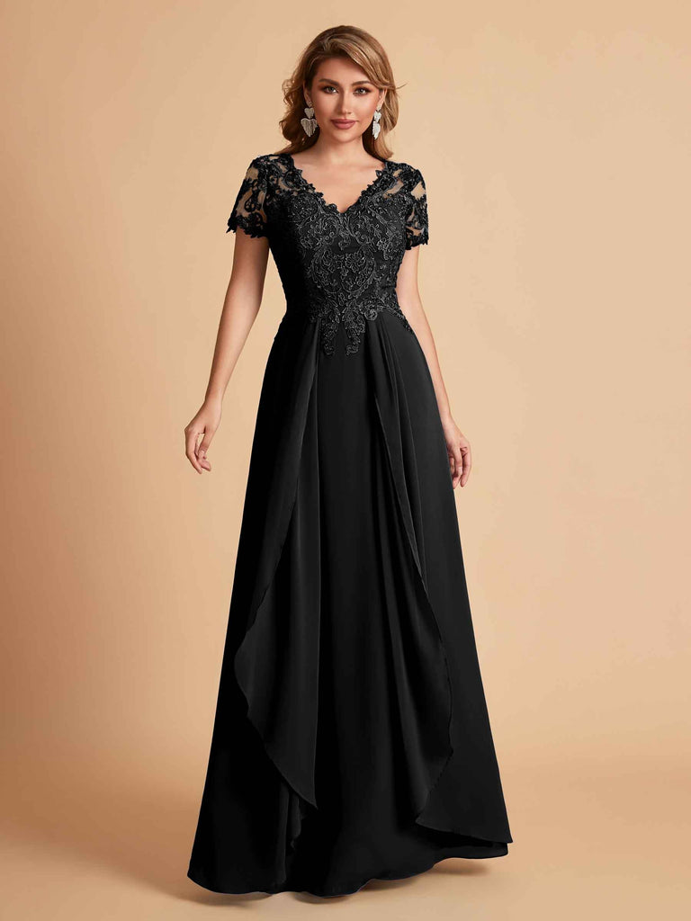 Robe en mousseline de soi col en V haut en dentelle