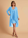 Robe de mère courte et élégante en mousseline de soie