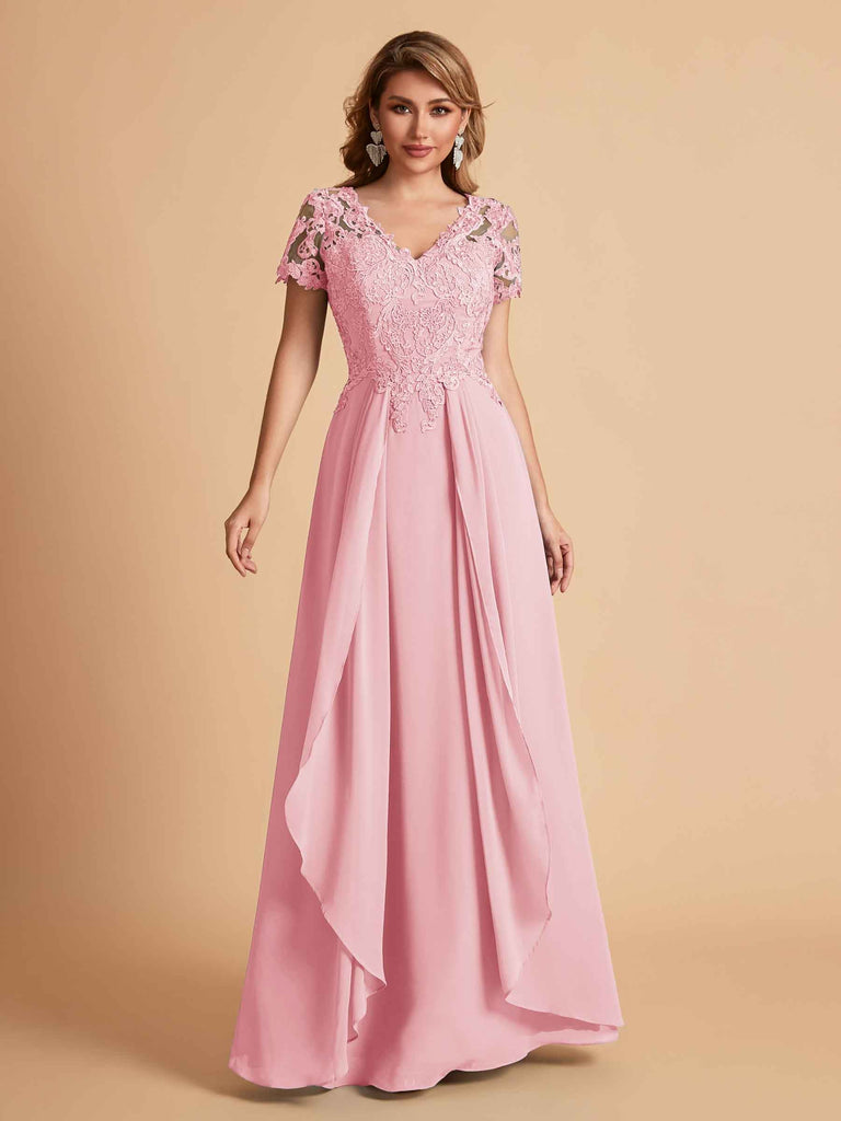 Robe en mousseline de soi col en V haut en dentelle