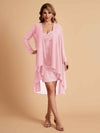 Robe de mère courte et élégante en mousseline de soie