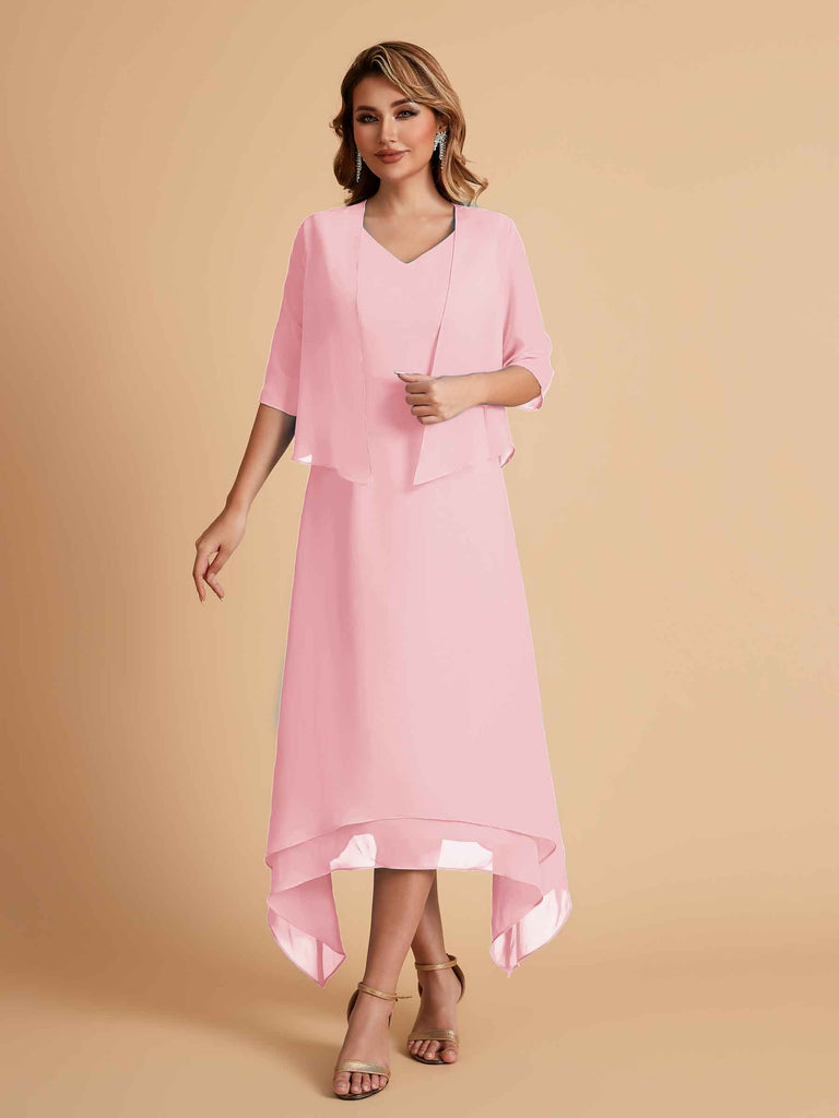 Robes de mère de la mariée élégantes en mousseline à manches courtes