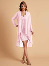 Robe de mère courte et élégante en mousseline de soie