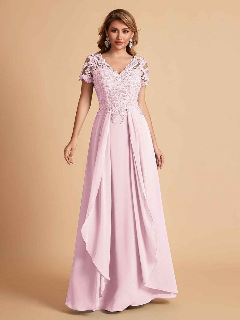 Robe en mousseline de soi col en V haut en dentelle