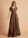 Robe en mousseline de soi col en V haut en dentelle