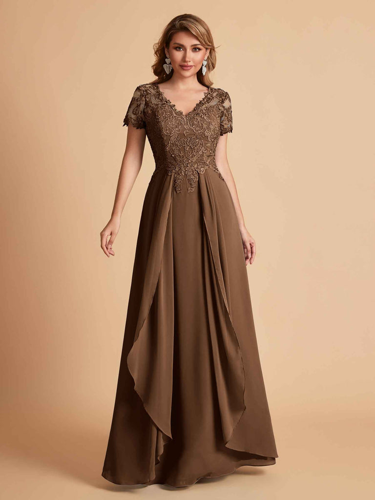 Robe en mousseline de soi col en V haut en dentelle