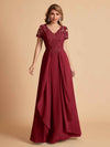 Robe en mousseline de soi col en V haut en dentelle
