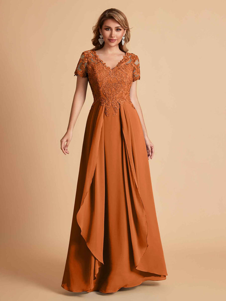 Robe en mousseline de soi col en V haut en dentelle