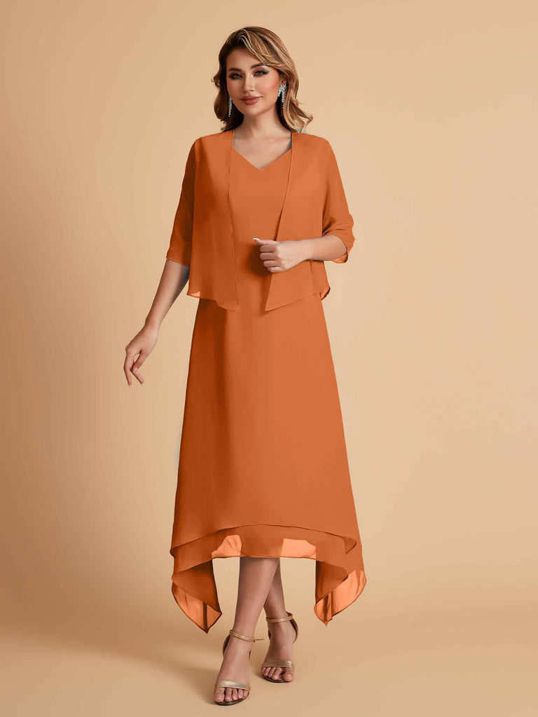 Robes de mère de la mariée élégantes en mousseline à manches courtes