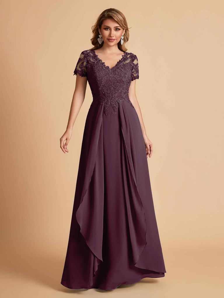 Robe en mousseline de soi col en V haut en dentelle
