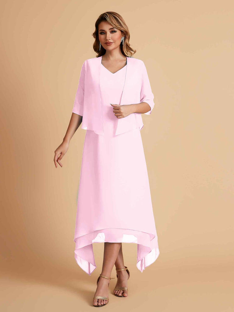 Robes de mère de la mariée élégantes en mousseline à manches courtes