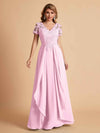 Robe en mousseline de soi col en V haut en dentelle