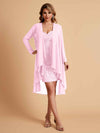 Robe de mère courte et élégante en mousseline de soie