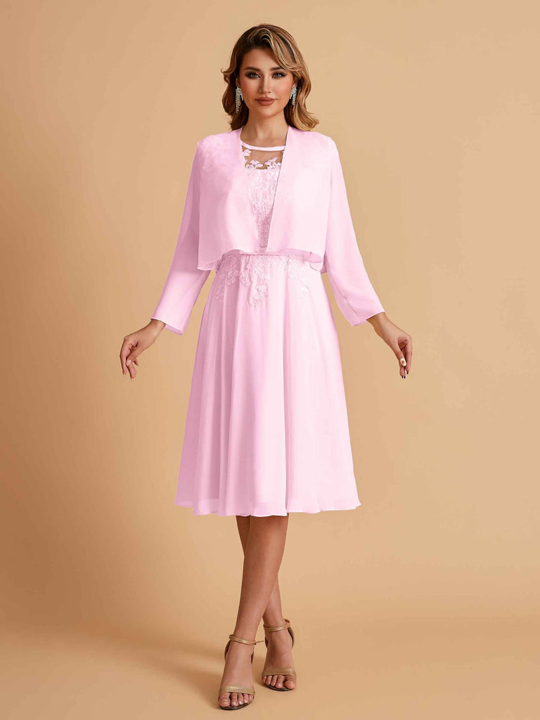 Robe de mère de la mariée courte et élégante en mousseline de soie trapèze