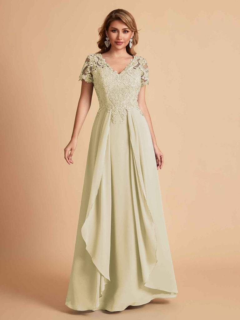 Robe en mousseline de soi col en V haut en dentelle