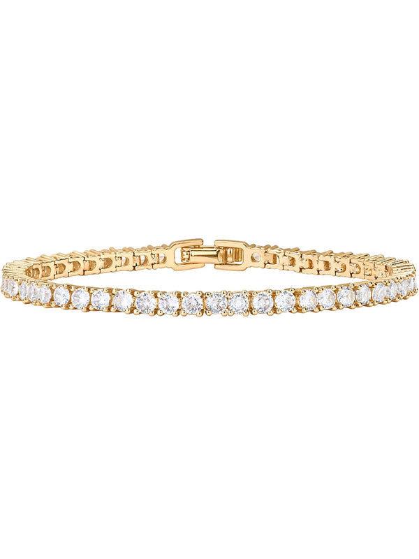 Bracelet tennis classique en zircone cubique de 3 mm | Bracelets en or pour femmes