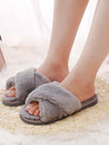 Women's Cross Band Fuzzy Slippers Plush Furry House Slippers Bridesmaid Slippers