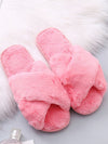 Women's Cross Band Fuzzy Slippers Plush Furry House Slippers Bridesmaid Slippers