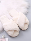 Women's Cross Band Fuzzy Slippers Plush Furry House Slippers Bridesmaid Slippers