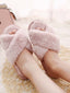 Women's Cross Band Fuzzy Slippers Plush Furry House Slippers Bridesmaid Slippers