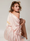 Women's Lace Trim Bride Bridesmaid Robes Silk Like Bridal Party Robes for Wedding Robes