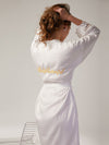 Women's Lace Trim Bride Bridesmaid Robes Silk Like Bridal Party Robes for Wedding Robes