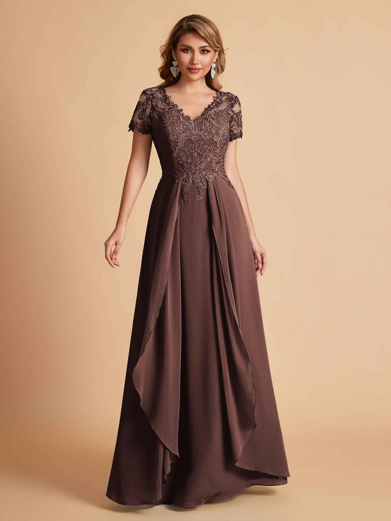 Robe en mousseline de soi col en V haut en dentelle
