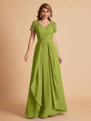 Robe en mousseline de soi col en V haut en dentelle