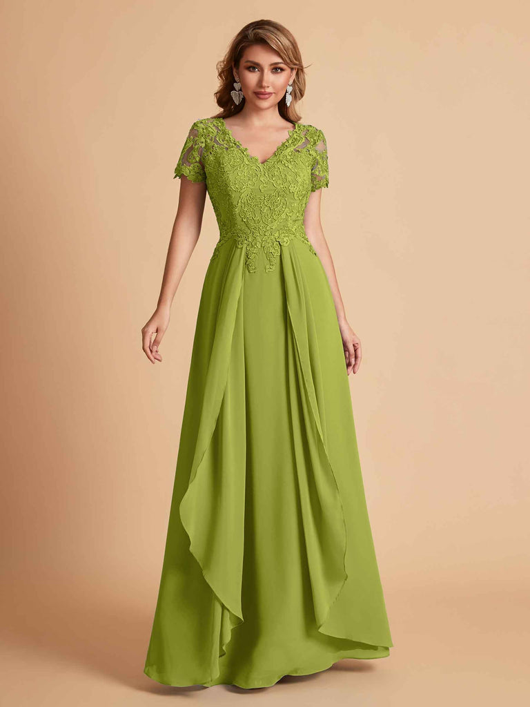 Robe en mousseline de soi col en V haut en dentelle