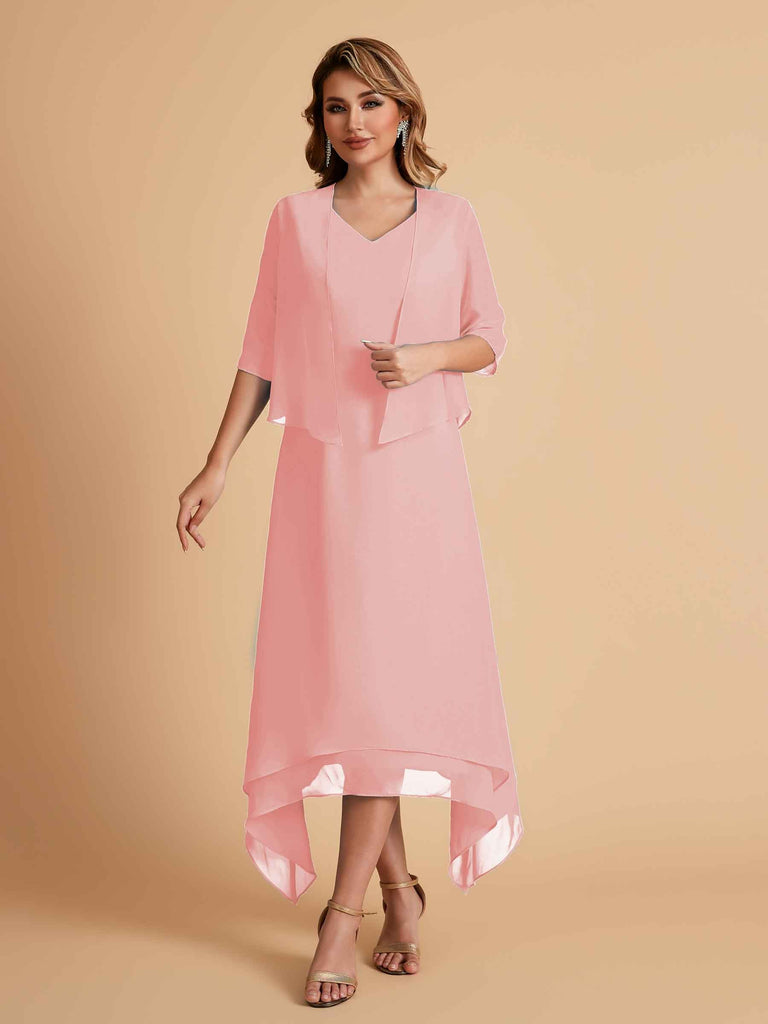 Robes de mère de la mariée élégantes en mousseline à manches courtes