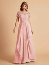 Robe en mousseline de soi col en V haut en dentelle
