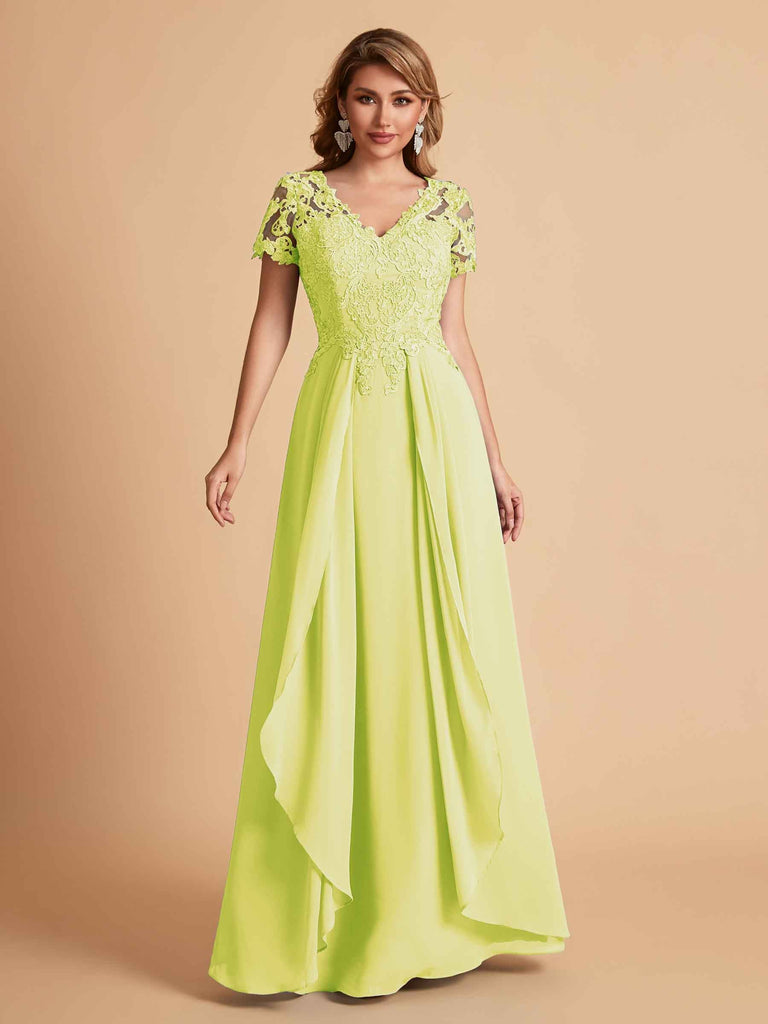 Robe en mousseline de soi col en V haut en dentelle